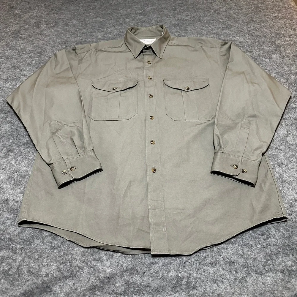C.C. Filson Work Shirt Mens L Green USA Made Y2K Utility Chore Pockets - Picture 2 of 13